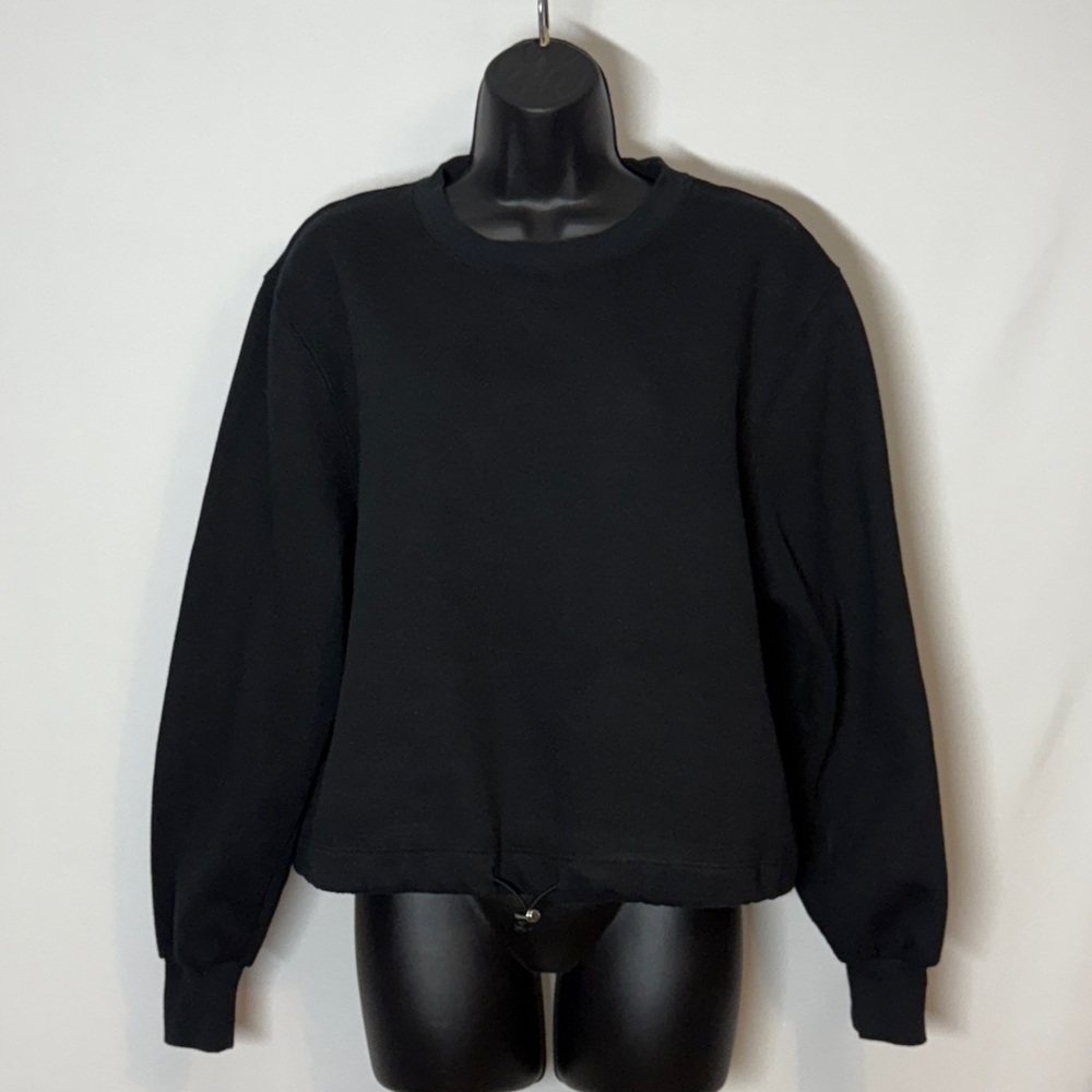 Black Oversized Boxy Long Sleeve Sweatshirt (size: medium)